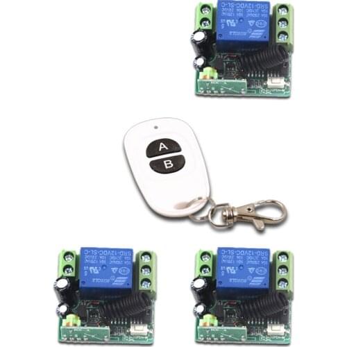 RF Wireless Remote Control Switch System DC12V 1CH 1pcs Waterproof Transmitter &3pcs Receiver 315/433MHZ