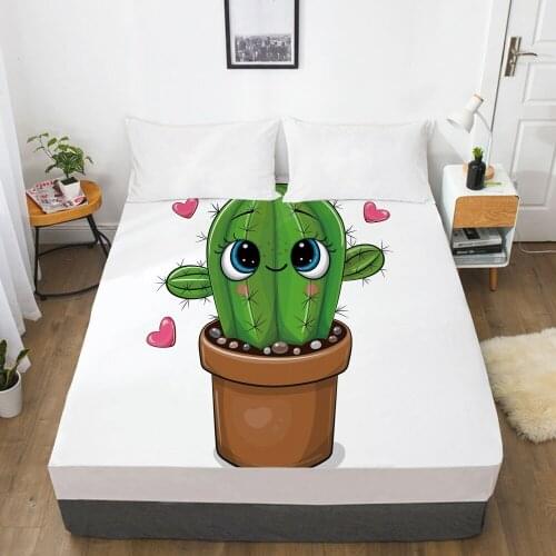 Cartoon Childrens Elastic fitted sheet bed sheet With An Elastic Band Mattress Cover Bed cover for kids baby boy girls cactus