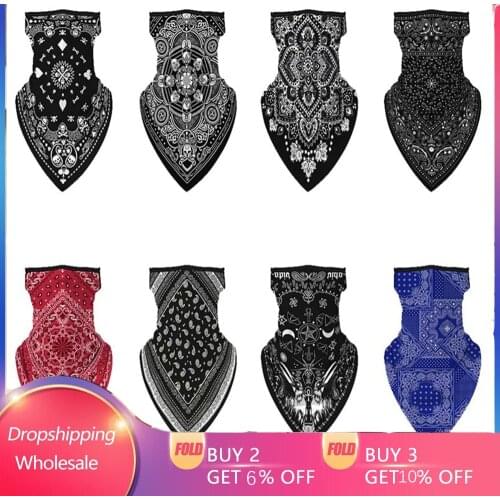 Neck Gaiters Digital Printed Windproof Thin Wrap Scarf Unisex Men Women Face Scarf Bandana Ear Loops Face Balaclava Dropship