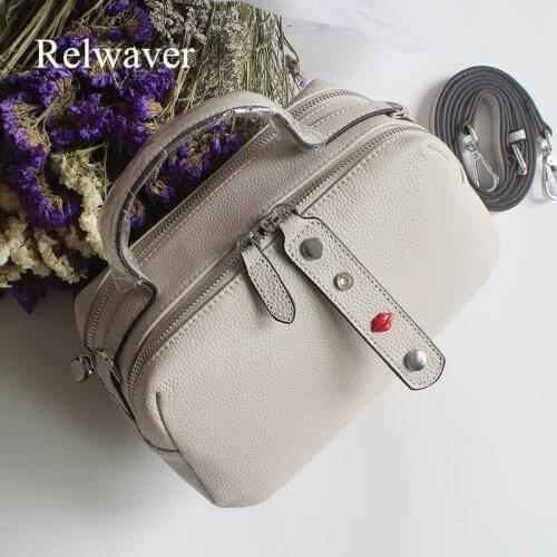 Relwaver cowhide handbag genuine leather boston bag fashion women messenger bags pillow bag versatile shoulder bag