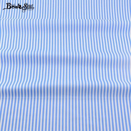 Booksew 100% Cotton Twill Quilting Fabric For Dolls Cloth Tecido Sky Blue Strips Design Telas De Algodon Para Patchwork Sewing