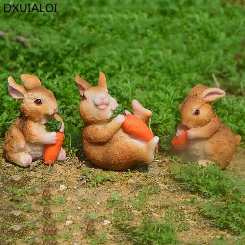 Garden decoration rabbit small decoration micro landscape props animal model resin crafts fairy garden home decor 5pcs/lot