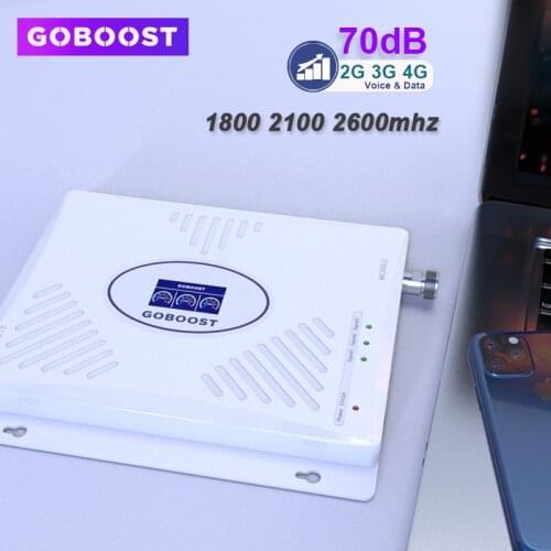 70dB Tri band Cellular Signal Booster LTE 1800 4G Amplifier 2100 UMTS LTE 2600 Cellular Amplifier 4G Singal Repeater Internet