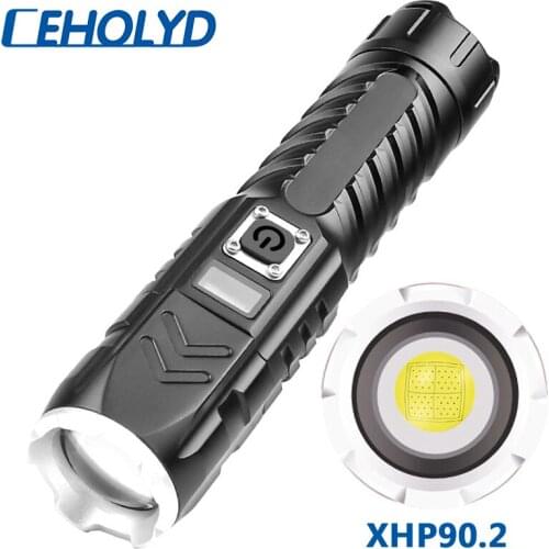 XHP90.2 4-core Smart Power Display Led Flashlight Usb Rechargeable Powerbank 18650 26650 Battery Torch Aluminum Zoomable Lantern