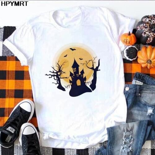 Womens T-shirt Halloween Style Printed Tshirt Clothing Harajuku T Shirts Cartoon Graphic Tops Clothes Short Sleeve O-neck Tee