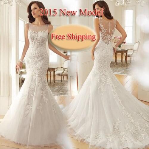 Free Shipping New Model Lace Appliques Nice Back Mermaid bridal gown 2018 vestido de noiva mother of the bride dresses
