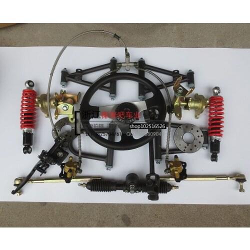 GO KART KARTING ATV UTV 1M Rear Axle Steering Gear Rack Pinion Tie Rod Steering Wheel Brake Pump With Control Swing arms