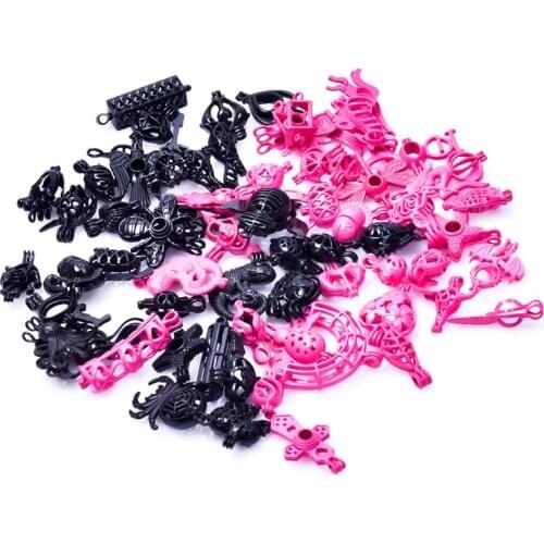 Mix Random 10pcs Beads Cage Pendant Charms For Jewelry Making Supplies Pearl Cage Locket Animal Heart Cross Butterfly Pink Black