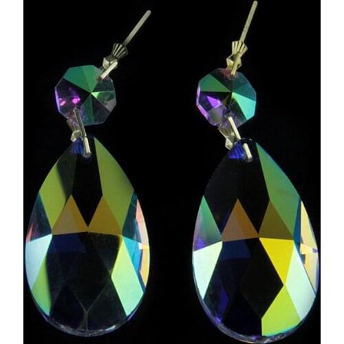 12pcs 3.9inch AB crystal glass prism chandelier Prts 50mm With 1 Hole Octagon Beads Hanging Crystal Pendant Free Shipping