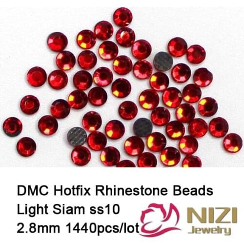1440 pcs ss10 light siam Free shipping DMC hot fix rhinestones flat back rhinestones High Quality