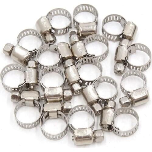 16 Pcs Stainless Steel Adjustable Car Fuel Hose Clamp Pipe Sealing Clip 6-12 Mm