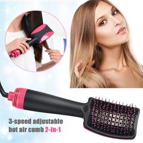 2 in 1 One Step Hair Dryer and Volumizer Hot Air Brush Professional Blow Dryer Comb Curling Iron Hair Straightener Brush