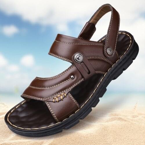 20212021 summer Slippers beach sandalias hombre Genuine Leather Mens Casual sandals men shoes sandles slide