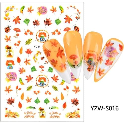 3D Maple Leaf Stickers Nail Decals Maple Design Laser Shinning Manicure Decoration Nail Art Slider Adhesive Tip