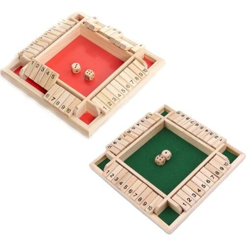 4 Player Shut The Box Wooden Table Board Game Family Traditional Game Dice Toy F3ME