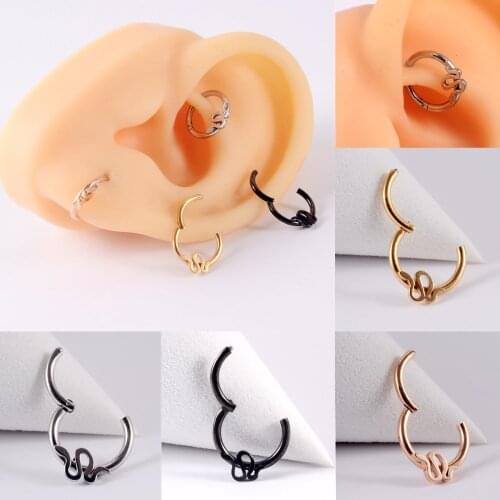 4PCS Surgical Steel Ear Tragus Cartilage Helix Earring 16g Snake Shape Septum Clicker Hoop Nose Ring Daith Earring Piercing
