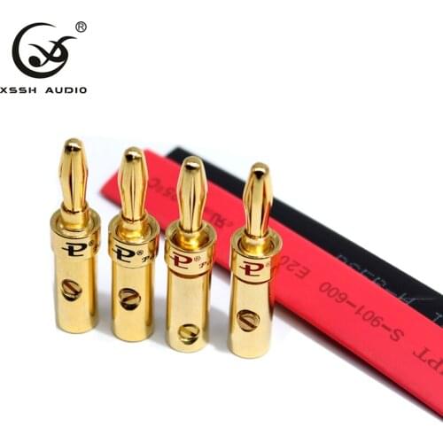 8pc XSSH pure copper gold plated banana plug no welding audio amplifier terminal horn speaker box wire banana head