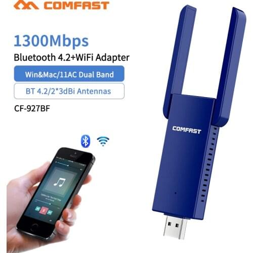 802.11AC/b/g/n Wireless Bluetooth Wifi Adapter 1300Mbps USB Network Card 5ghz Antenna BT4.2 Ethernet PC Wi-fi Receiver Adapter