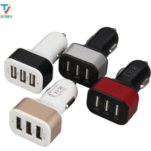 3 Ports USB Car Charger Quick Charge for IPhone Samsung Xiaomi Huawei Universal Travel Adapter for Tablet Cell Phone 100pcs