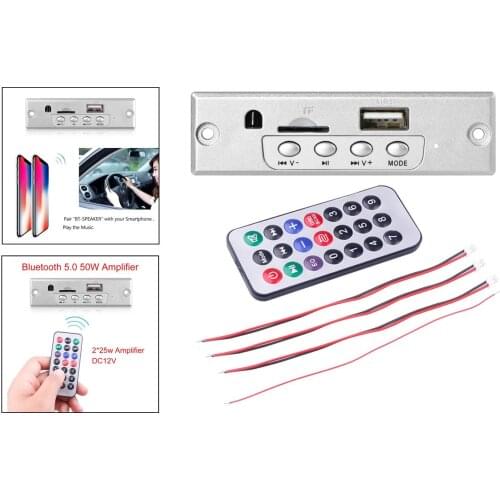 12V 50W Bluetooth 5.0 Car Radio MP3 Player Decoder Board Audio Module Support Recording FM TF Card USB AUX With Remote Control