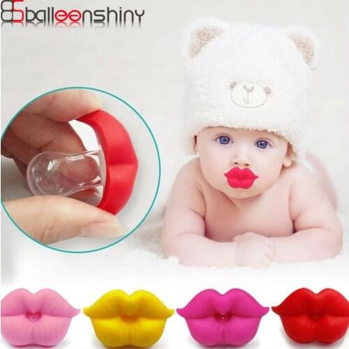 BalleenShiny Safe Baby Red Kiss Lips Pacifier Soother Holder Toys Feeder Toy Infant Silicone Teether Kids Soother Pacifier