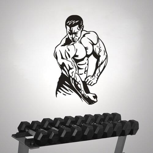 Bodybuilding Wall Sticker Gym Sports Wall Decals Fitness Club Decoration Removable Bodybuilder Sport Man Vinyl Wall Mural