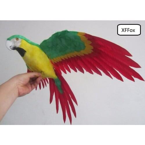 Big real life wings parrot model foam&feather simulation green&red&yellow parrot bird gift about 45x60cm xf0253