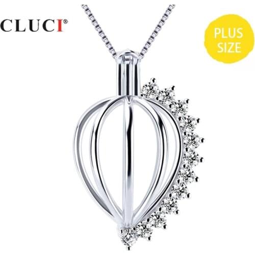 CLUCI Big 925 Sterling Silver Charms Pendant for Women Jewelry Zircon Pendant Locket for 10-14mm Pearl SC370SB