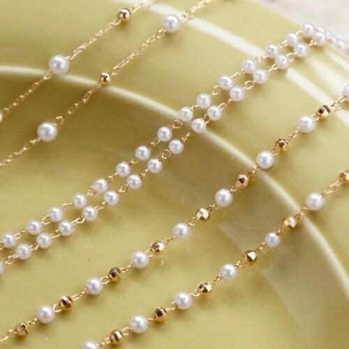High-quality real gold-plated color-preserving pearl chain, a 50cm diy handmade earring accessory