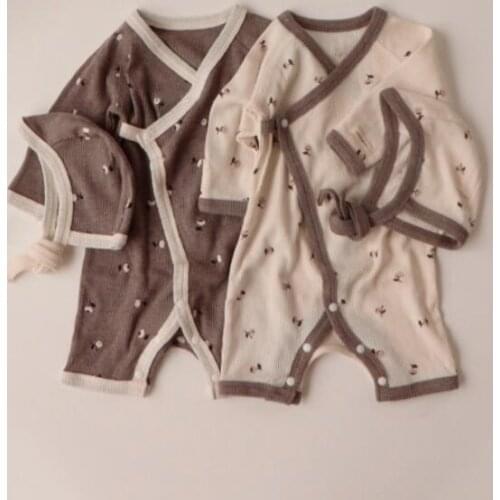 2021 new baby boys girls printed romper with hat cotton autumn full sleeve babys jumpsuit