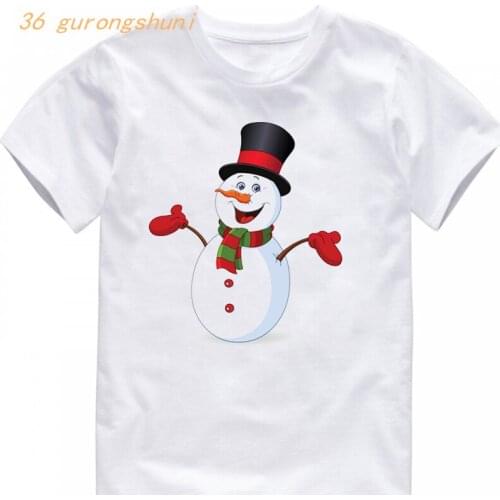 Boy t shirt for girls tops cute kawaii make a snowman print graphic tee children clothing kids clothes girls 8 to 12 boys top