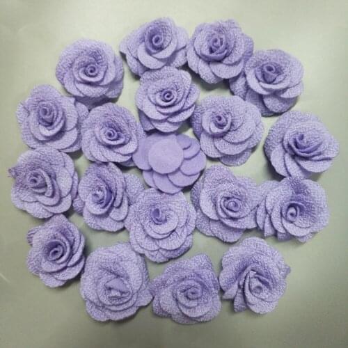 100Pieces/Bag Lavender DIA 4CM Fabric Rose Flower Handmade Flowers Hand DIY Material Rose Wedding Bouquet Hair Cloth Accessories