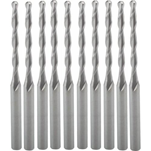 10pcs 2mm 2 Flutes Carbide Ball Nose End Mills CNC Bits 20mm Flute Length