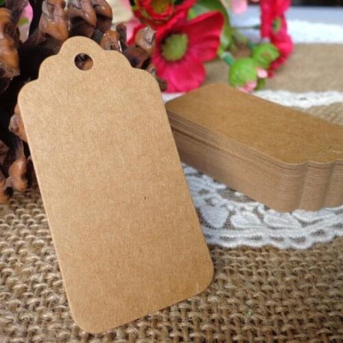 Brown Kraft Paper Wedding Note+String Tags Lace Scallop Head Label Luggage DIY Kraft Gift Hang tag LX8379