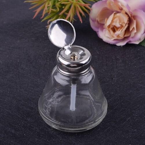 LETAOSK 150ml Press Type One-Touch Liquid Pump Dispenser Nail Polish Remover Makeup Alcohol Glass Bottle