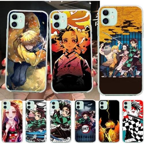 PENGHUWAN Anime Demon Slayer Kimetsu Bling Cute Phone Case for iPhone 11 pro XS MAX 8 7 6 6S Plus X 5S SE XR cover