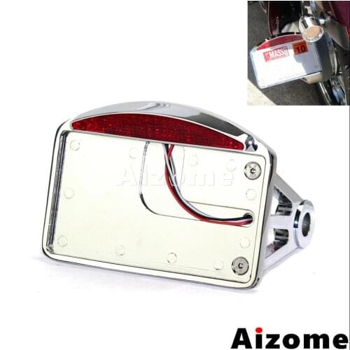 Motorcycle LED Running Brake Light Number Plate Bracket For Harley 1" or 3/4" Horizontal Axle Side Mount License Plate Holder