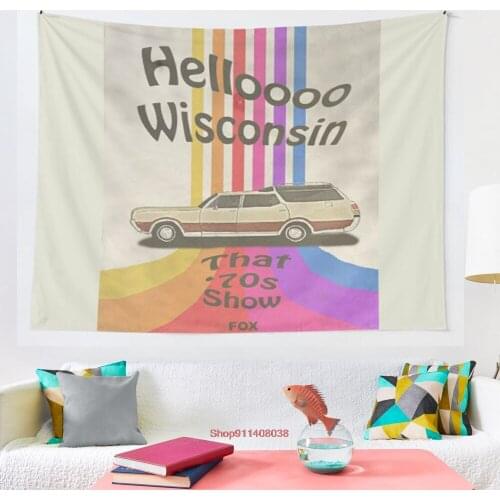 Hello Wisconsin tapestry Wall Hanging Tapestries for Living Room Beach Towel Blanket