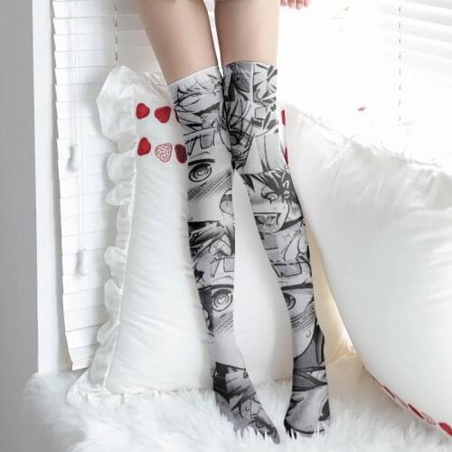 New Cartoon Anime Women Stockings Summer Silk Over The Knee Sexy Cosplay Thigh Long Stockings Gray Japanese Stockings For Girl
