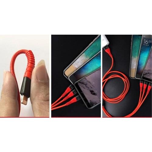 One for three data cables, three in one braided super fast charging data cable for iPhone Android and Type-C
