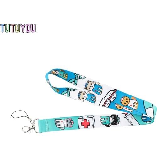 PC3035 Medical Doctor Cat Key Chain Lanyard Gifts For Nursing Clinicals And RN Student Phone USB Badge Holder Necklace