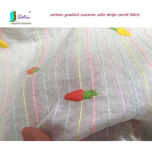 Cute Cartoon Make Summer Baby Clothes Coat Handbag Curtain Decorate White Background Gradient Macaron Color Stripe Carrot Fabric