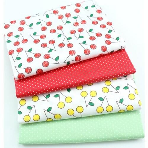 Cute Cherry 100% Cotton Twill Fabric For Baby Child, DIY Patchwork Cloth,Sewing Quilting Bed Sheet Dresses Materials Fabric