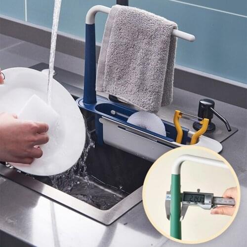Telescopic Sink Shelf Kitchen Drain Rack Towel Sponge Storage Holder Sink Soap Rack Drainer Rack Bathroom Accessories Organizer