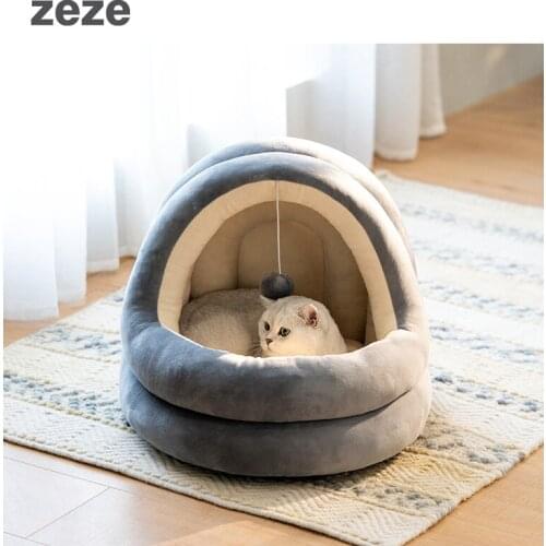 Warm Cats Bed Cute Cats House Kitten Lounger Cushion for Small Pet Sleep Tent Washable Cats Sleeping Bag Soft Dogs Basket Cave