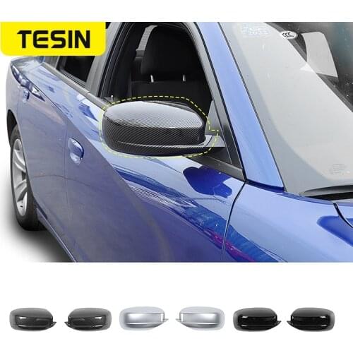 TESIN ABS Mirror Covers for Dodge Charger Car Side Rearview Mirror Shell Decoration Covers Accessories for Dodge Charger 2015