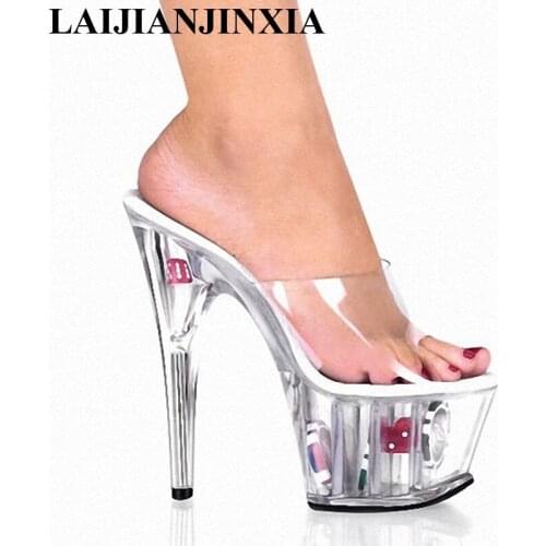 New Europe and the United States princess shoes 15 cm super high heels, runway slipper, 15 cm antiskid peep-toe Dance Shoes