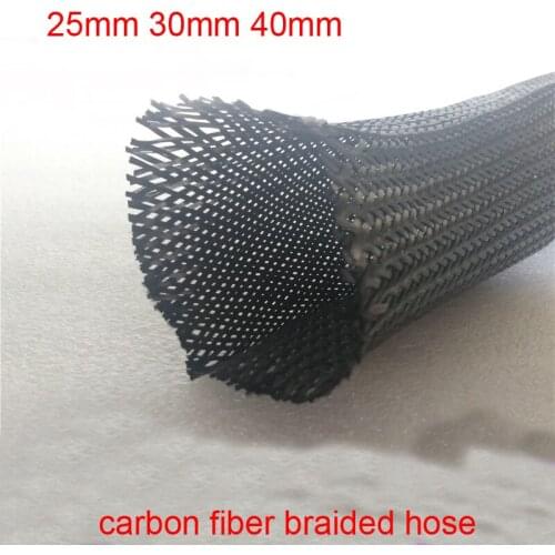 25mm 30mm 40mm 3K carbon fiber braided hose PET Wire sleeve graphite casing high temperature resistance 650 Celsius