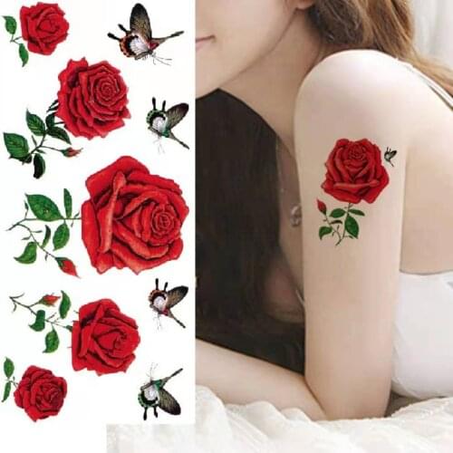 Flowers Rose Butterfly Temporary cute Tattoos Waterproof Body Art Concealer Stickers Disposable tatouage temporaire tatuajes
