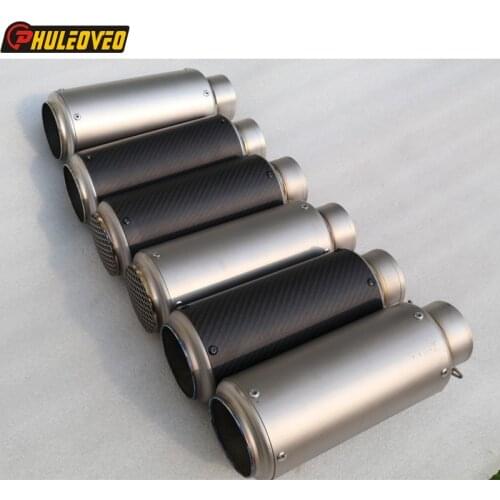 Carbon Fiber Motorcycle Exhaust Pipe Muffler with DB Killer Customized Inlet 51mm 54mm 61mm 63mm 65mm Motorbike Exhaust Mufflers